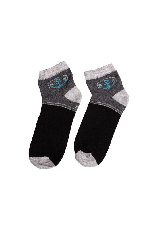 ALDANO KİDS - Çocuk Yarım Konç Desenli Çorap | Siyah