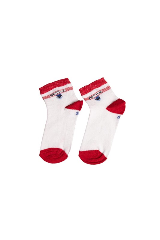 ALDANO KİDS - Çocuk Yarım Konç Desenli Çorap | Beyaz