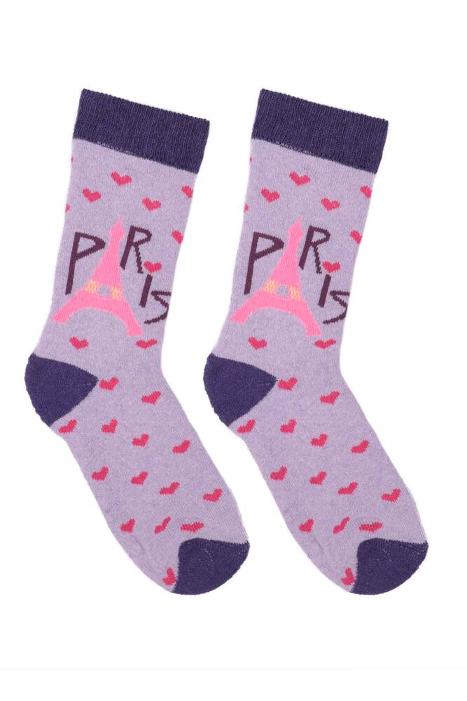Patterned Girl Towel Socks 910 | Purple