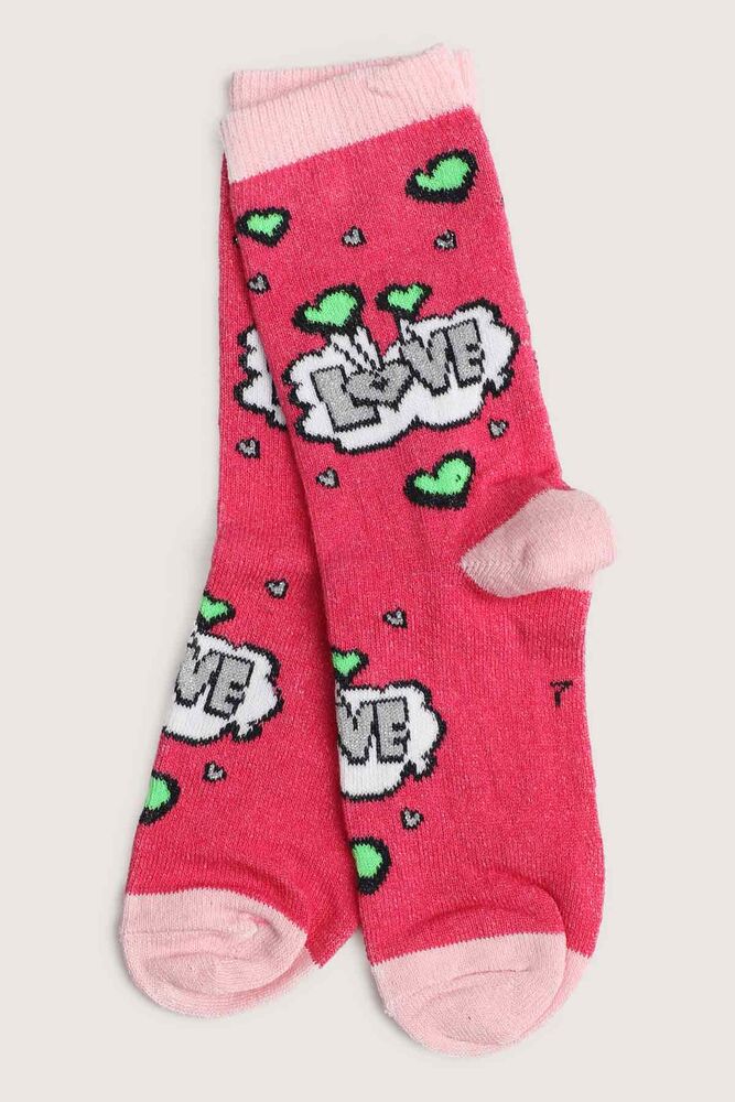 Love Printed Girl Socks | Pink