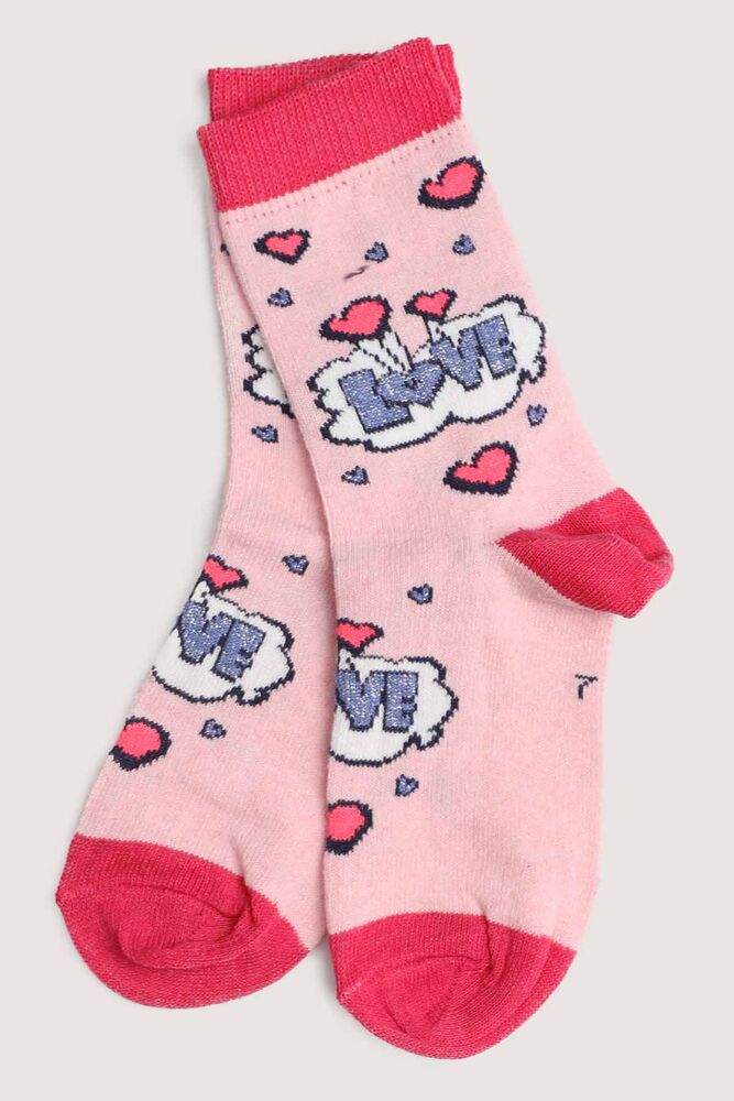 Love Printed Girl Socks | Powder