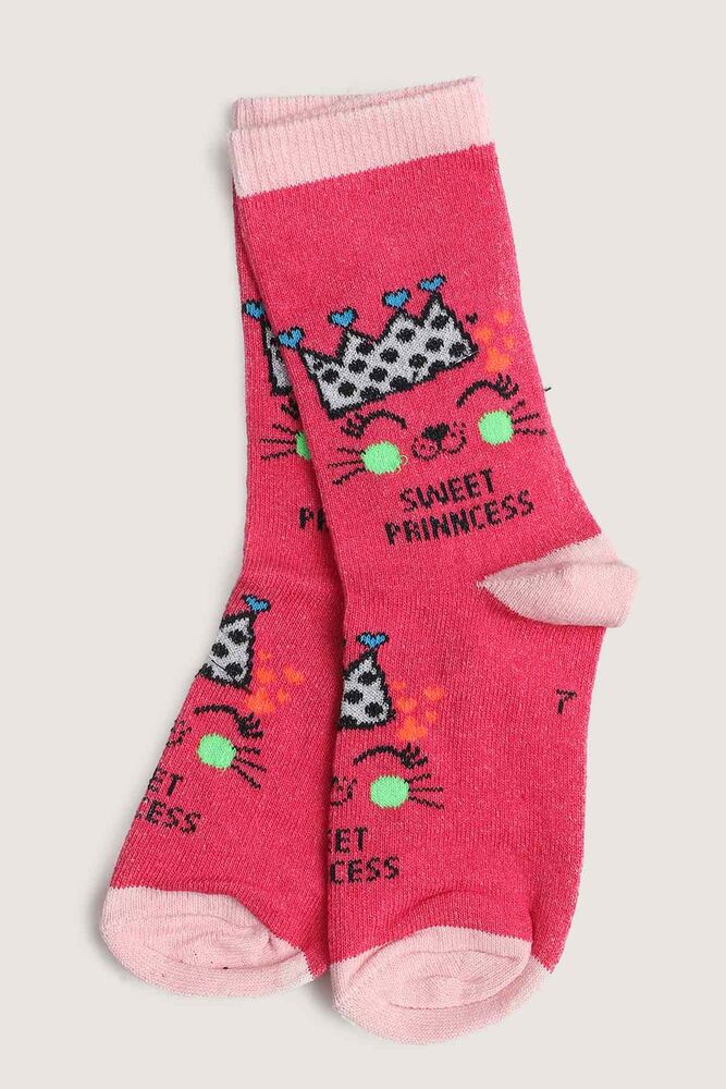 Kitty Printed Girl Socks | Pink