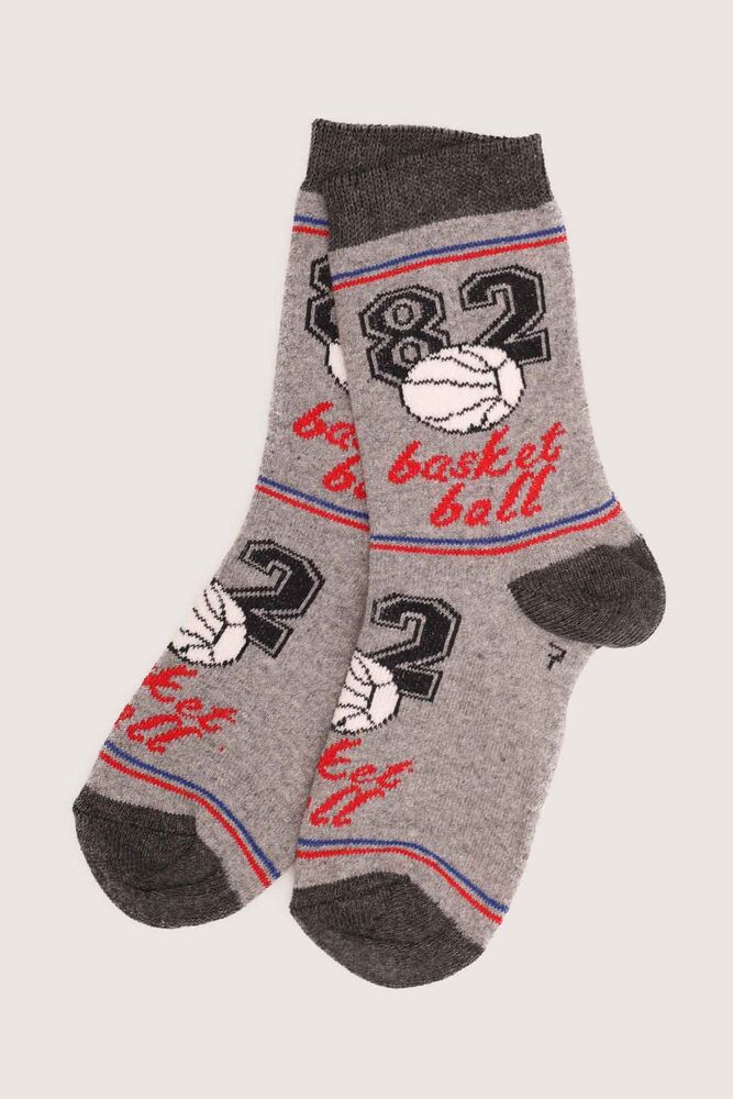 Basketball 82 Boy Printed Socks | Grey
