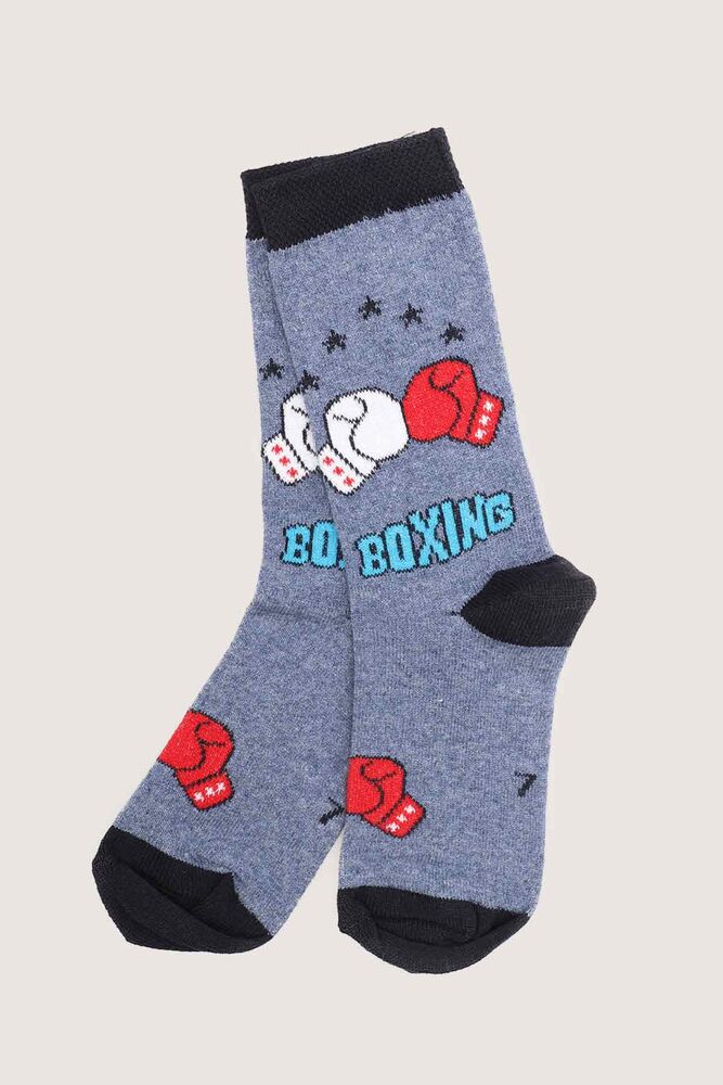 Boxing Inscription Boy Socks | Indigo