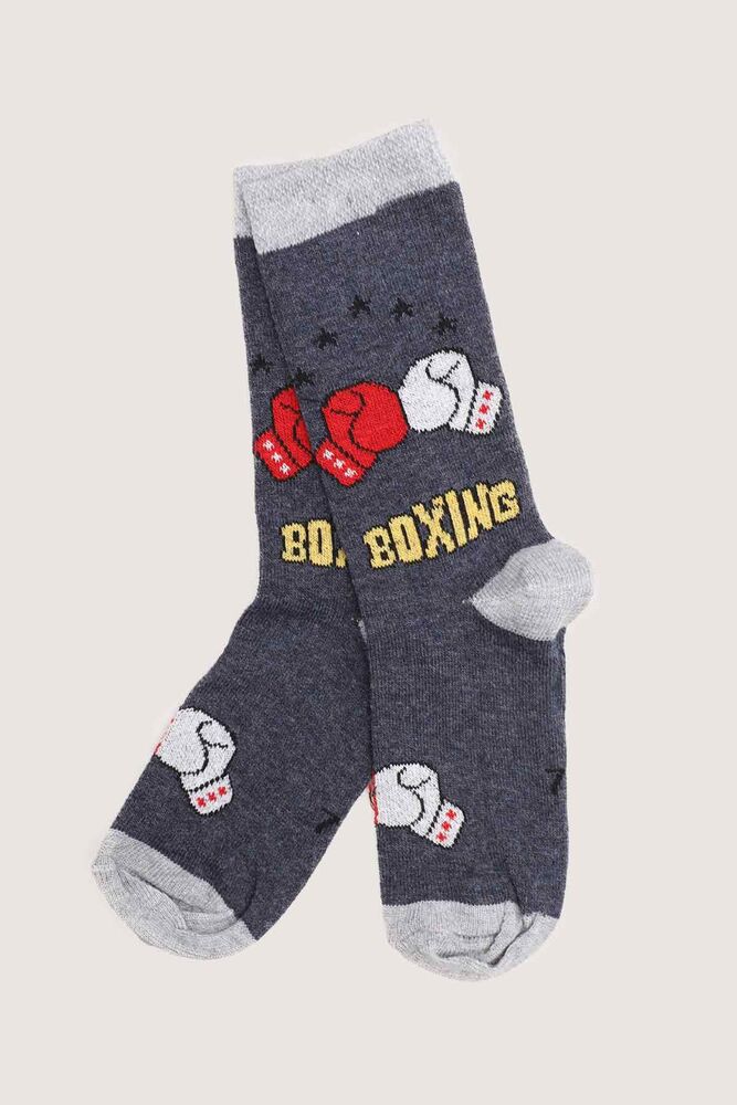 Boxing Inscription Boy Socks | Navy Blue
