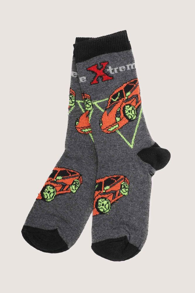 Car Printed Boy Socks 078 | Smoky