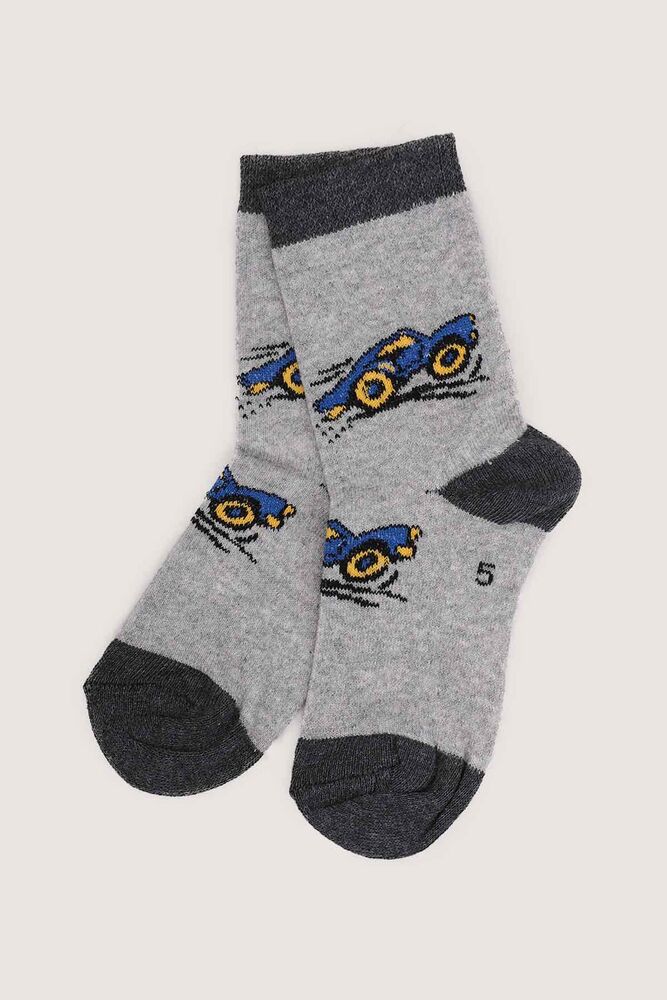 Car Printed Boy Socks 056 | Grey
