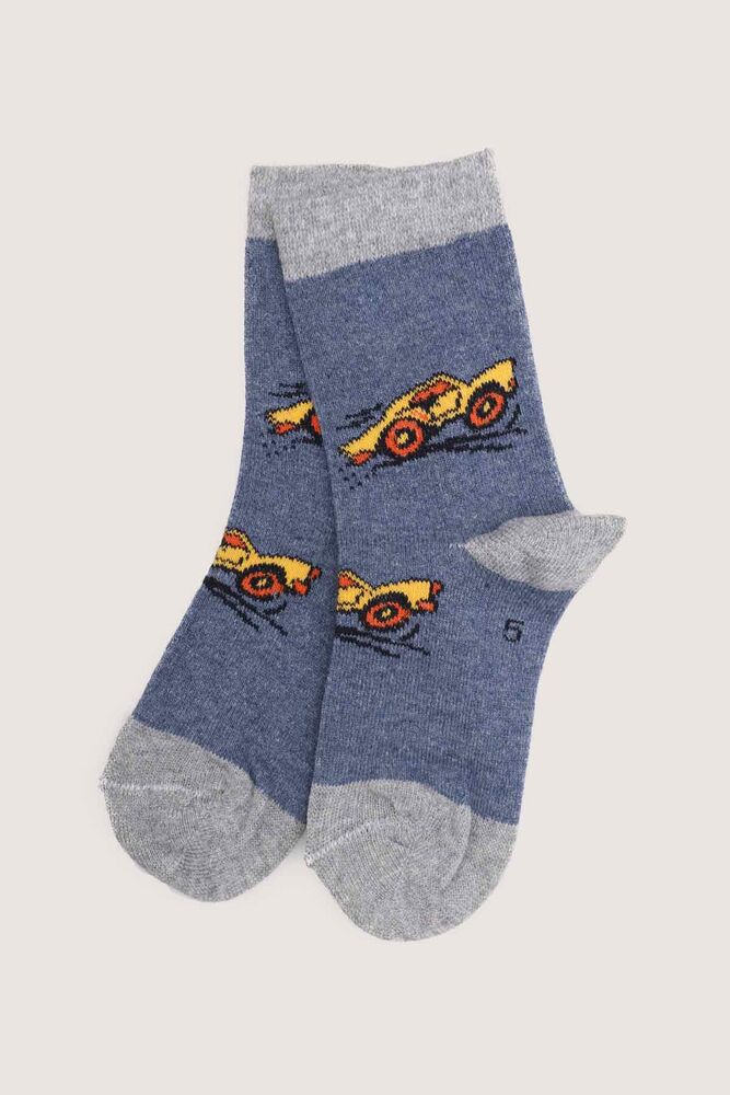 Car Printed Boy Socks 056 | Indigo
