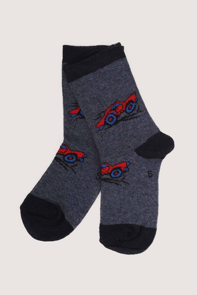 Car Printed Boy Socks 056 | Navy Blue