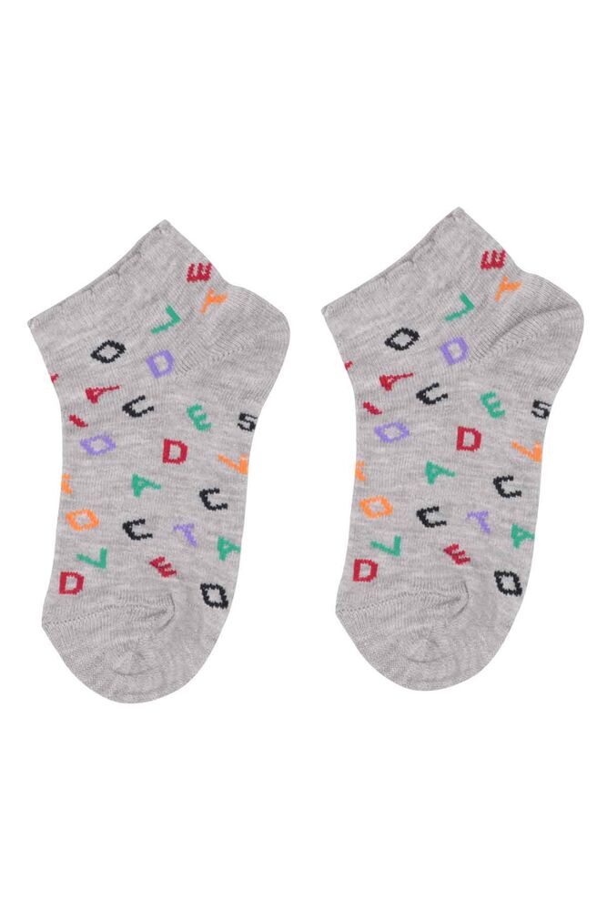 Dündar Letter Printed Girl Socks 2670 | Gray