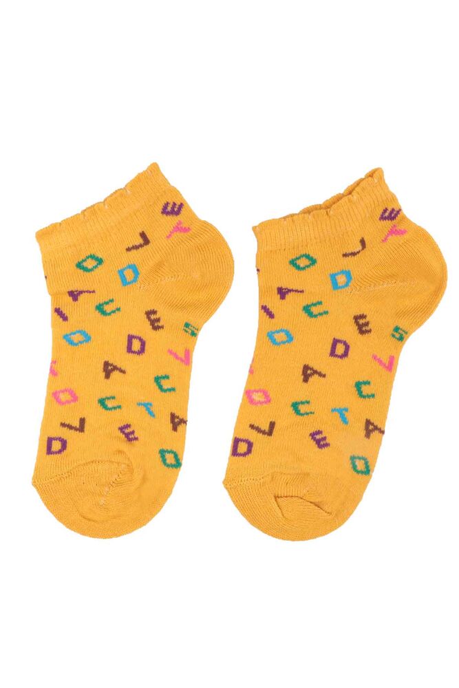 Dündar Letter Printed Girl Socks 2670 | Mustard