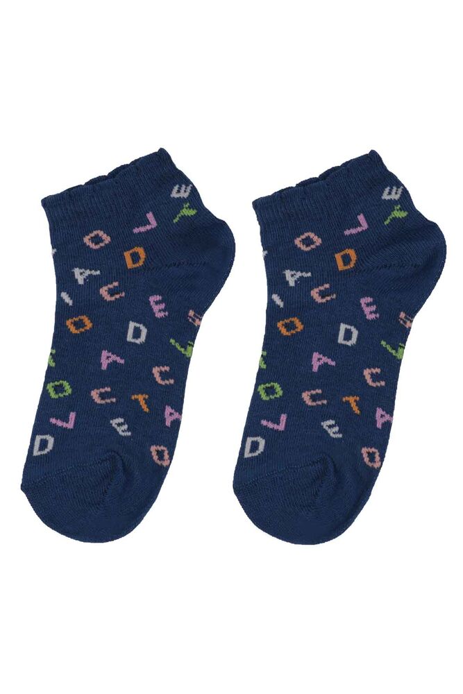 Dündar Letter Printed Girl Socks 2670 | Ultramarine