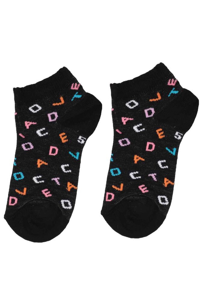 Dündar Letter Printed Girl Socks 2670 | Black