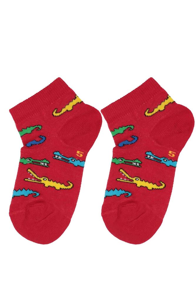 Dundar Crocodile Patterned Boy Socks 123 | Red