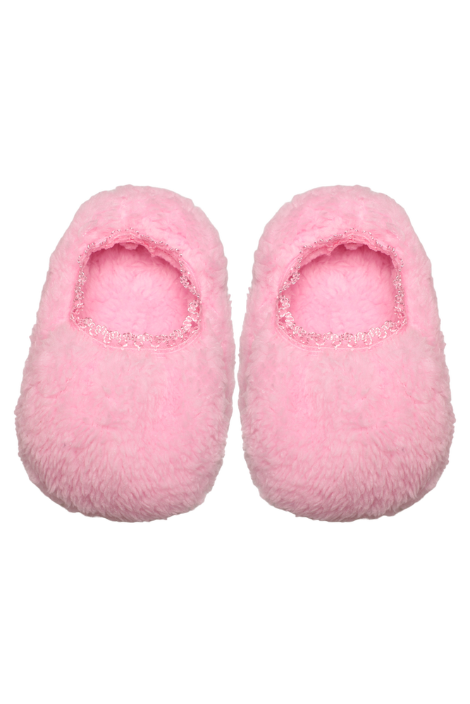 Güpürlü Çocuk Peluş Babet Çorap | Pembe