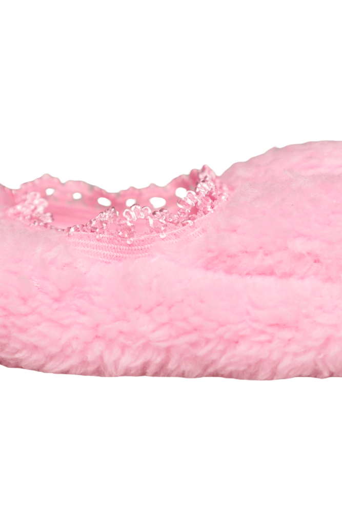 Güpürlü Çocuk Peluş Babet Çorap | Pembe