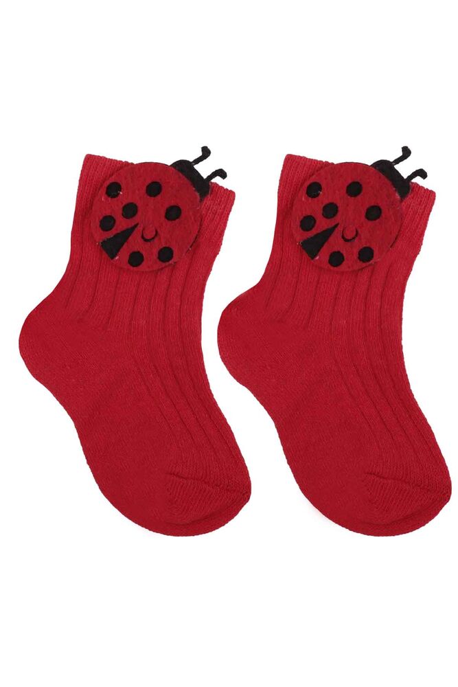 Lady Bug Printed Girl Short Socks | Red