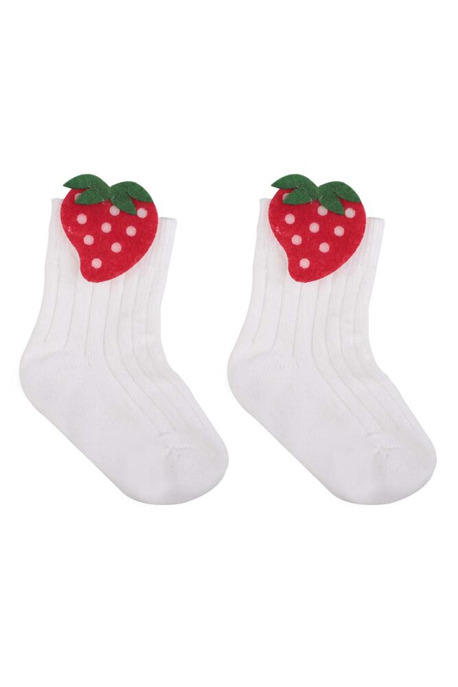 Strawberry Girl Short Socks | White