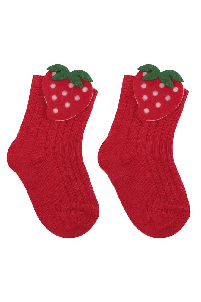 Strwberry Printed Girl Socks | Red