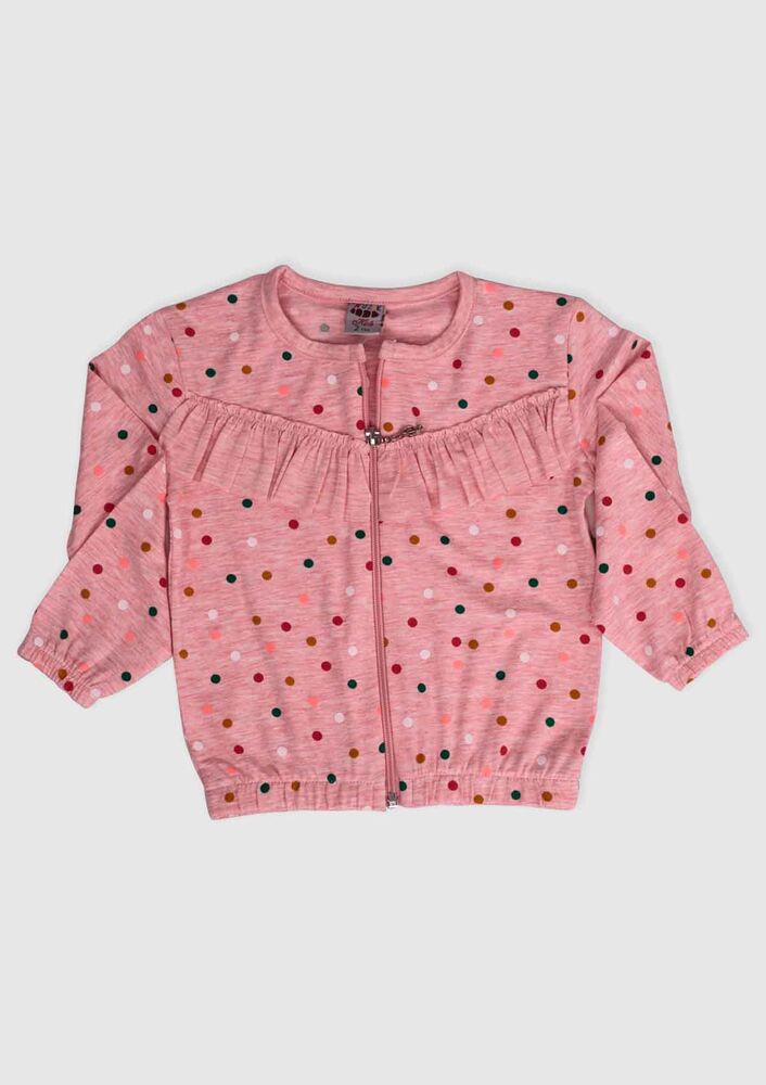 Spotted Girl Cardigan | Salmon