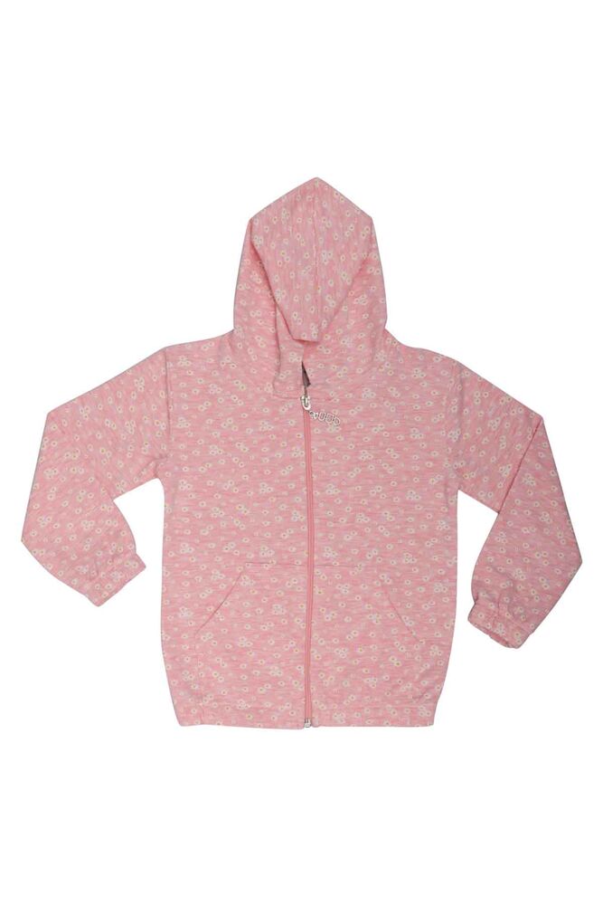Daisy Printed Hooded Girl Cardigan | Pink