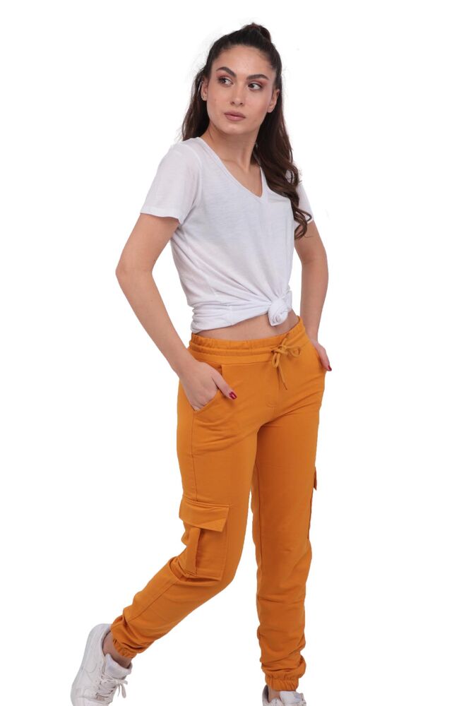 Cargo Woman Sweatpants with Pockets B-151 | Mustard