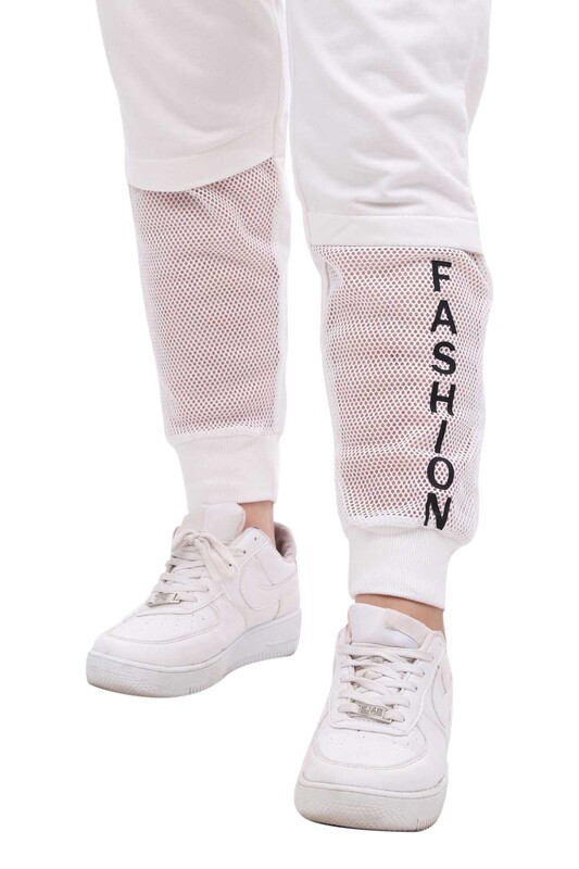 Net Detailed Woman Sweatpants 3855 | Cream - Thumbnail