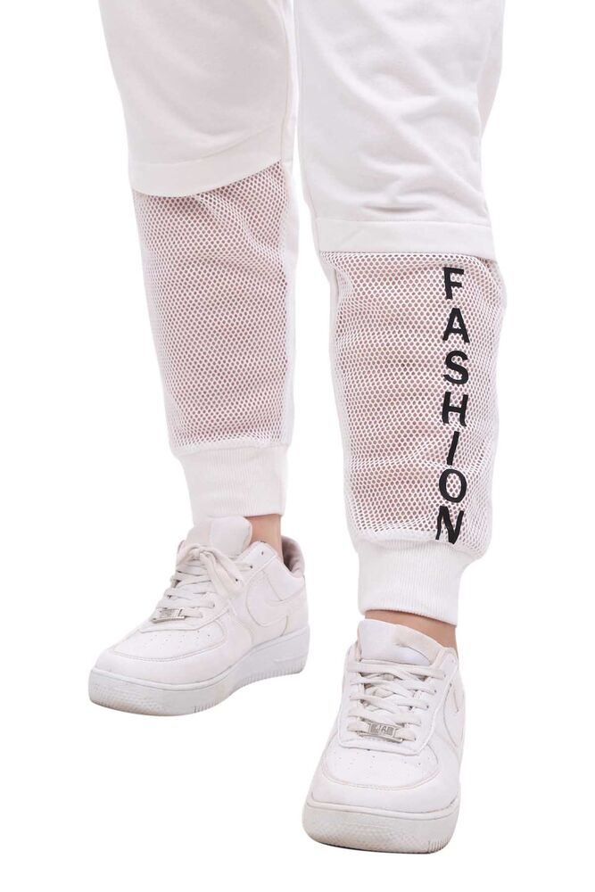 Net Detailed Woman Sweatpants 3855 | Cream