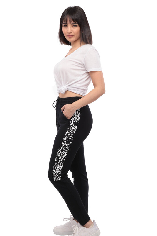 SİMİSSO - Animal Printed Woman Sweatpants | Black