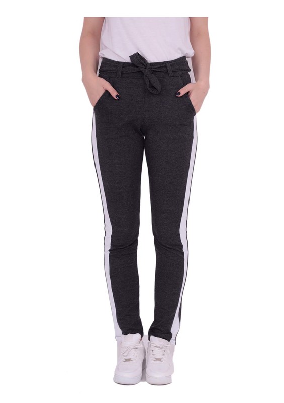 Tie Waist Sweatpants with Side Stripes 118 | Grey - Thumbnail