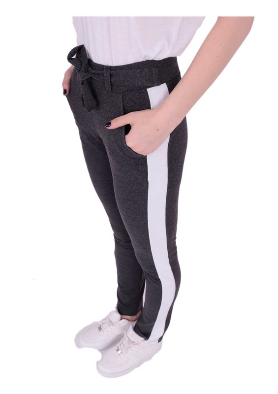 Tie Waist Sweatpants with Side Stripes 118 | Grey - Thumbnail
