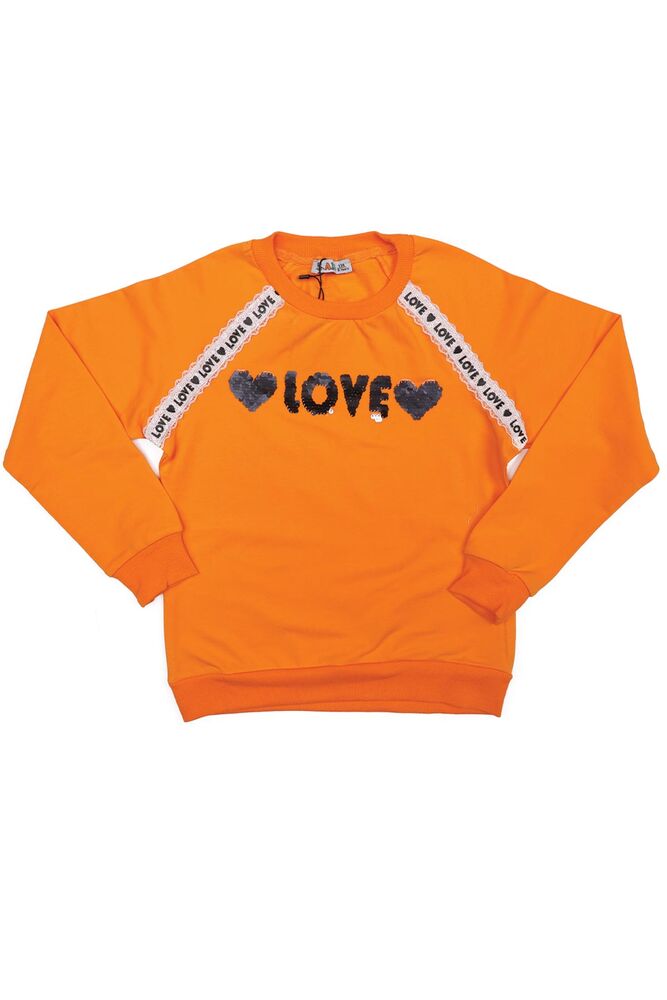 Crew Neck Shimmery Kid Sweatshirt 79572 | Orange