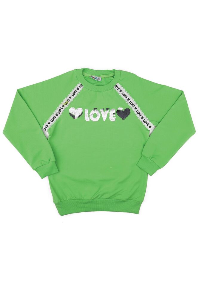 Crew Neck Shimmery Girl Sweatshirt 79572 | Green