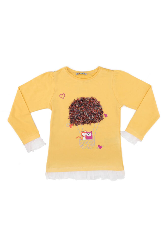 Baloon Printed Long Sleeve Girl Sweatshirt | Yellow