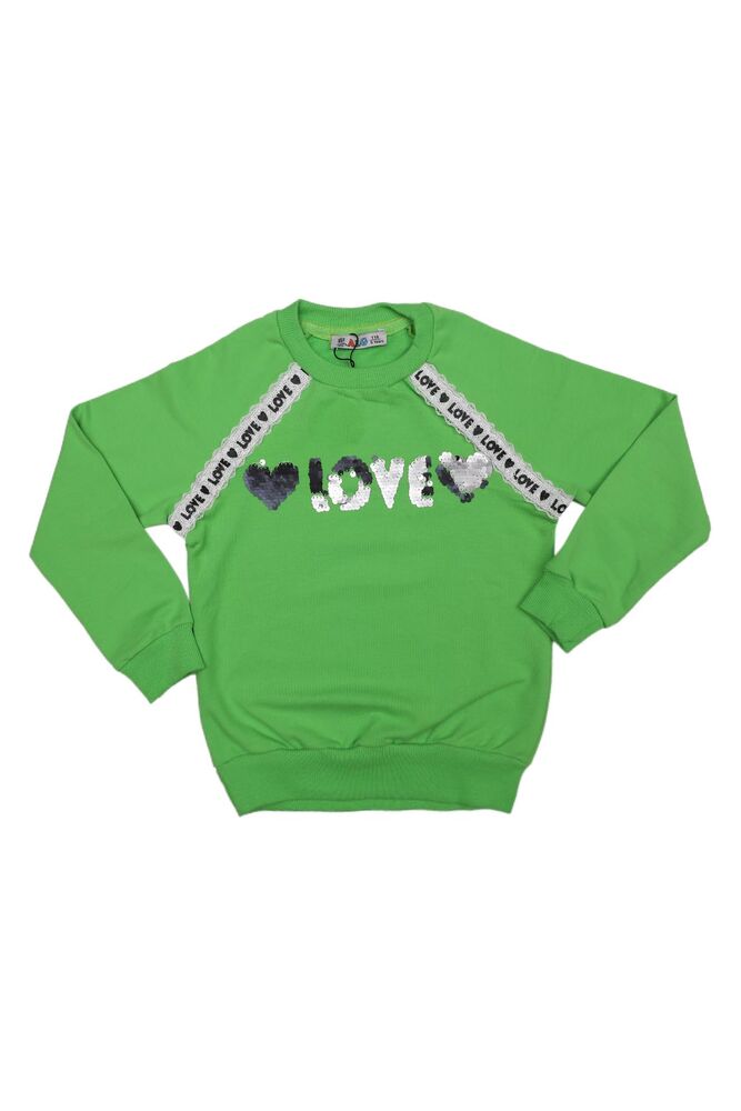 Crew Neck Shimmery Girl Sweatshirt 69572 | Green