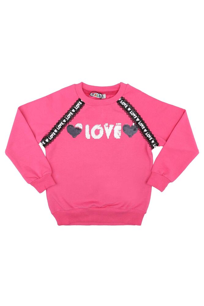 Crew Neck Shimmery Girl Sweatshirt 69572 | Pink