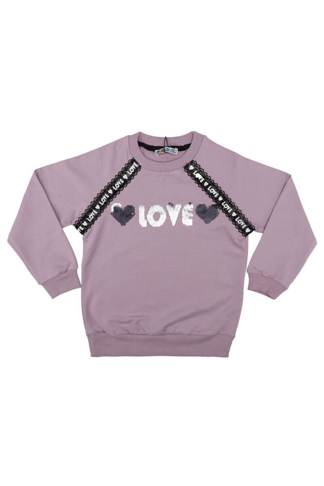 Crew Neck Shimmery Girl Sweatshirt 69572 | Lilac