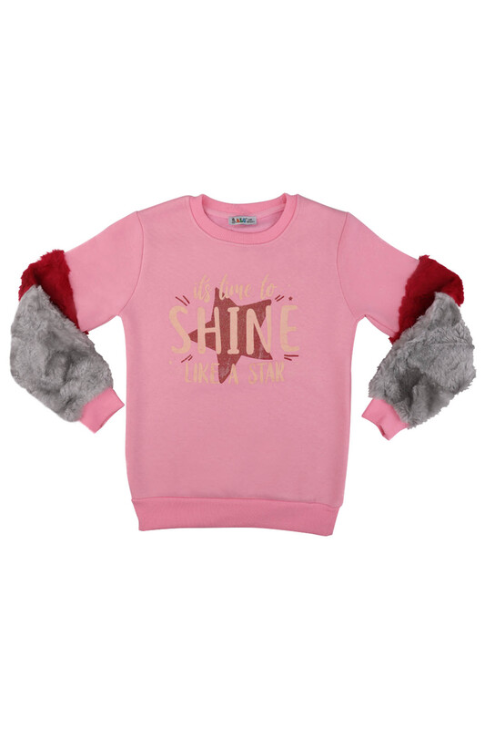 Plush Arm Girl Sweatshirt | Pink - Thumbnail