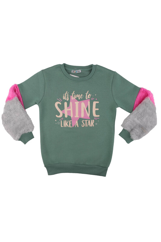 Plush Arm Girl Sweatshirt | Green - Thumbnail