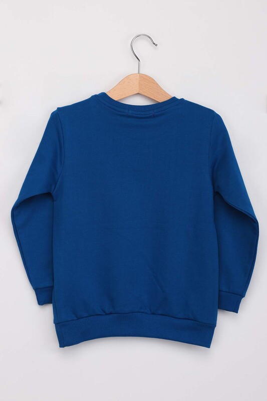 Never Give Up Printed Boy Sweatshirt | Sax - Thumbnail