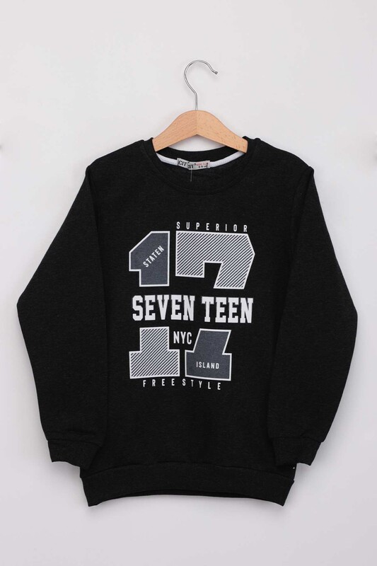Seven Teen Boy Printed Sweatshirt | Anthracite - Thumbnail
