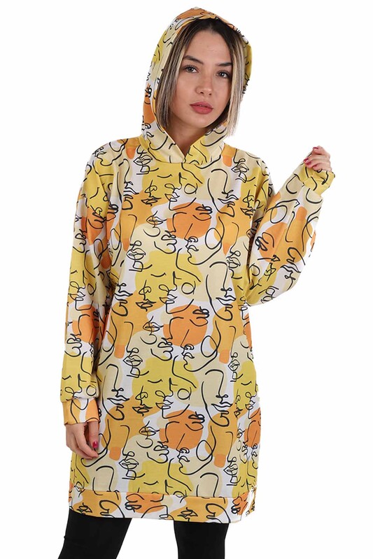 Patterned Woman Sweatshirt 6503 | Yellow - Thumbnail