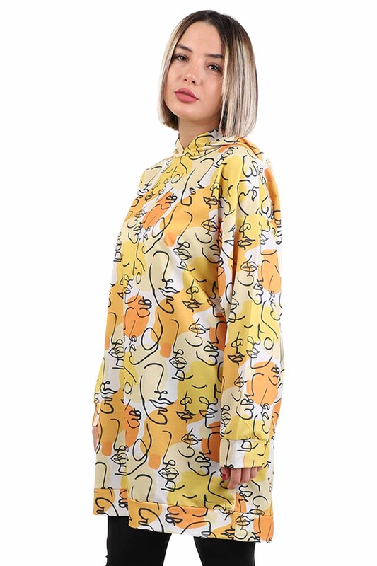 Patterned Woman Sweatshirt 6503 | Yellow - Thumbnail