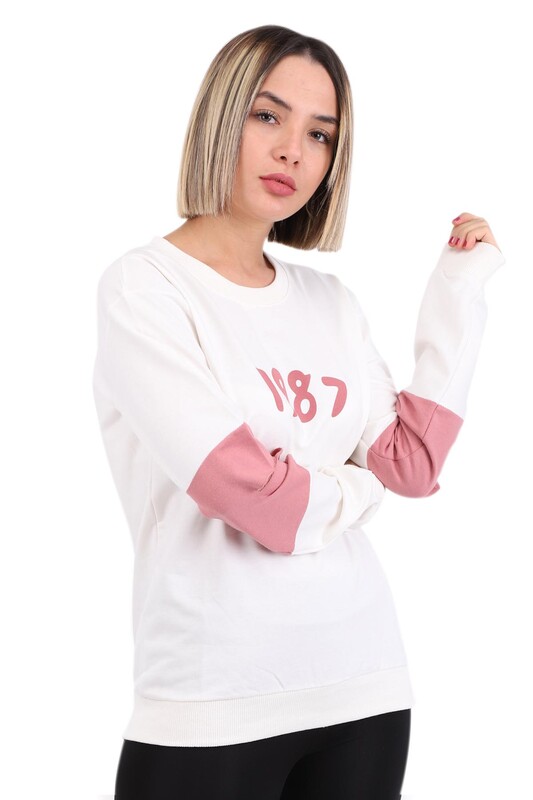 Hostes 1987 Printed Woman Sweatshirt 6501 | Cream - Thumbnail