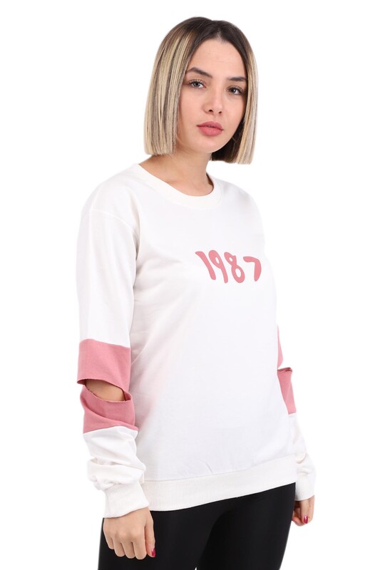 Hostes 1987 Printed Woman Sweatshirt 6501 | Cream - Thumbnail