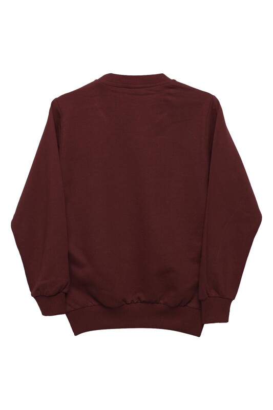 Yazı Baskılı Erkek Çocuk Sweatshirt 0025 | Bordo - Thumbnail