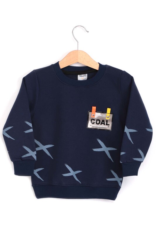 Crew Neck 3 Yarn Boy Sweatshirt | Navy Blue - Thumbnail