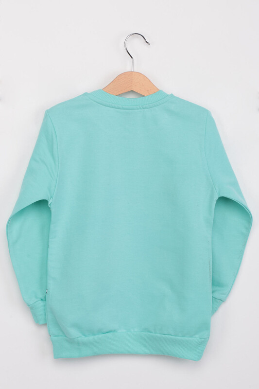 Letter Printed Girl Sweatshirt | Sea Green - Thumbnail