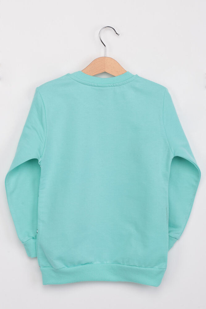 Letter Printed Girl Sweatshirt | Sea Green