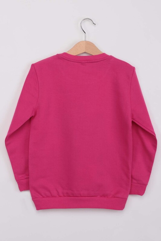 Letter Printed Girl Sweatshirt 140 | Fuschia - Thumbnail